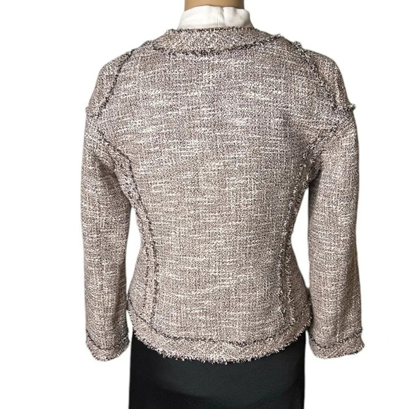 BR linen blend blazer,fray,tweed,scoop,zip,preppy clueless,academia,career,EC - Picture 3 of 14